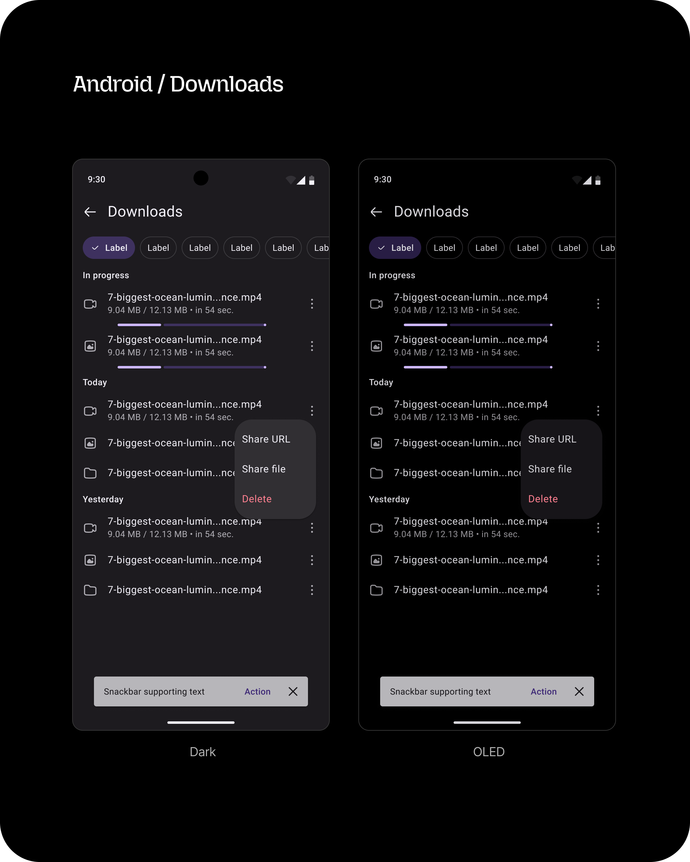 Android downloads in Dark versus OLED