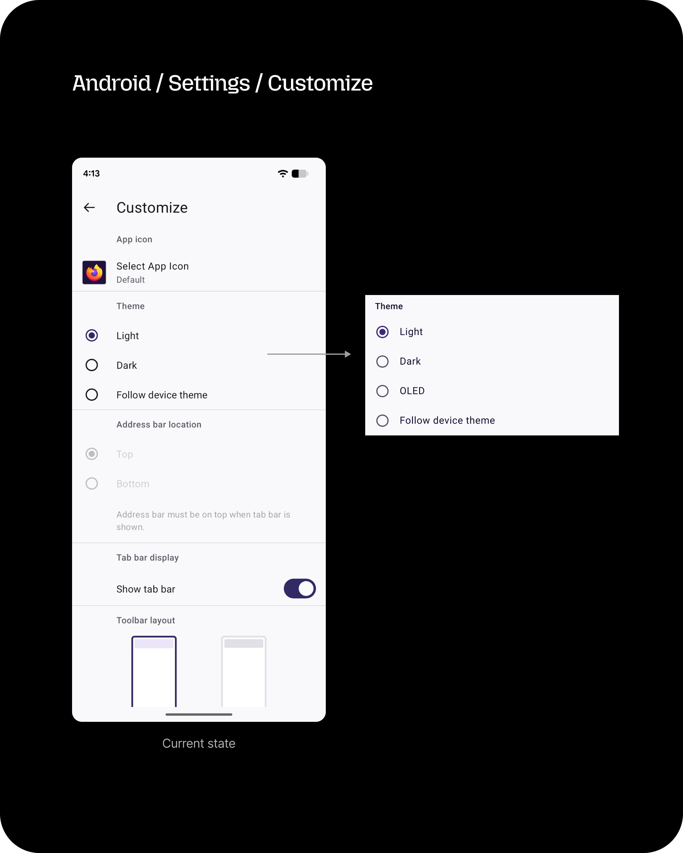 Customize settings with a new OLED theme option